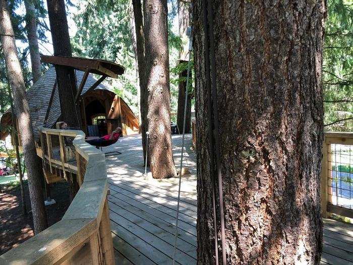 This first treehouse is also the biggest, and has a large, wooded patio section to mill around or hang out.