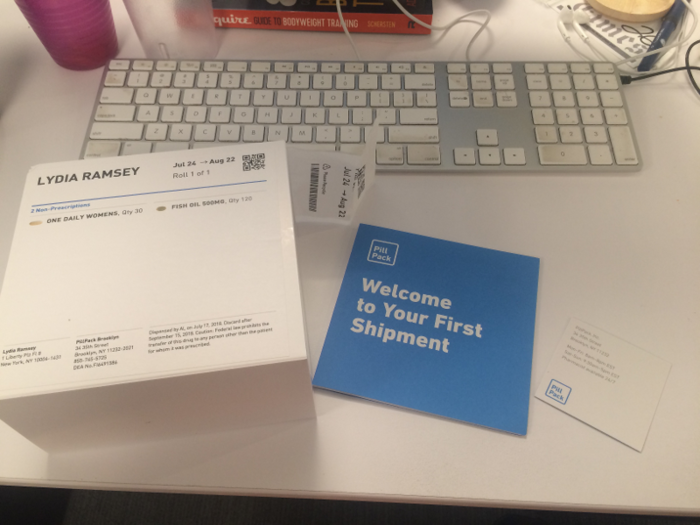 Inside the package was the dispenser, instructions, and a business card with information about how to reach PillPack