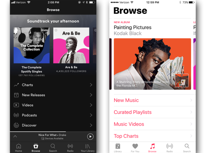 In general, I find that the interface is busier and more difficult to navigate than Apple Music.