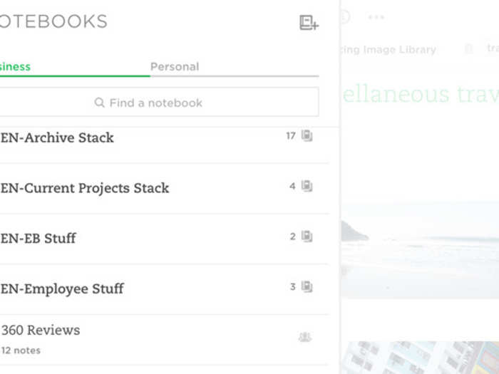 Evernote smartly uses a "notebooks" system, which allows users to sort their notes by topic, and share entire collections of entries with their collaborators.