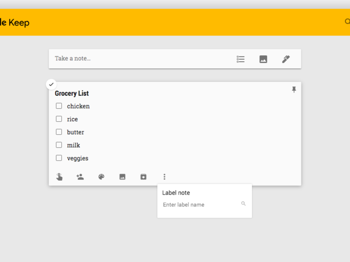 Google Keep allows you to "label" all your notes, for ease of sorting and finding them again, as well as archive old ones that you might not need anymore.