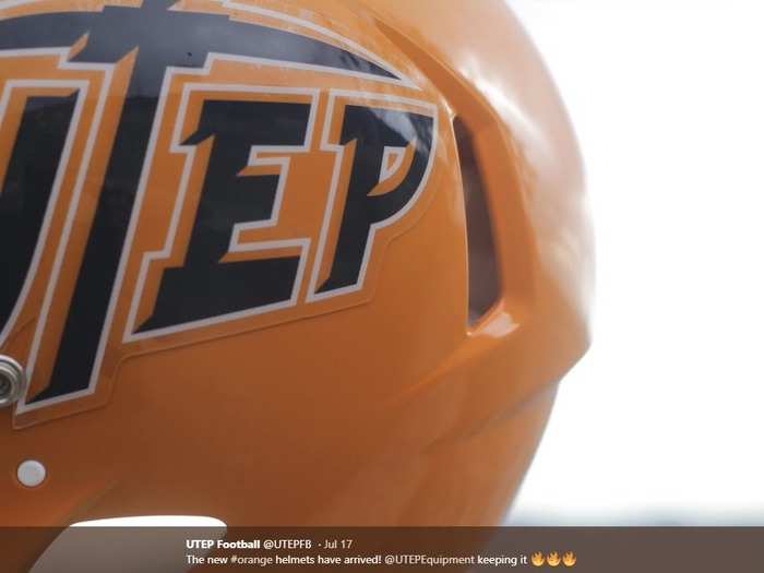 Texas-EL PASO — UTEP has three new uniforms this season, but so far all we have seen is the new orange helmet, which is a less bright shade of orange and eliminates the center stripe. Players will also get small pick-ax achievement stickers on the back, akin to the Ohio State Buckeye stickers.