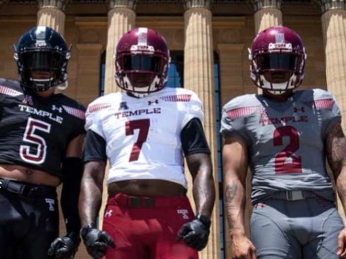 TEMPLE — The Owls have added a new grey jersey and all the uniforms have a new striping pattern across the front.