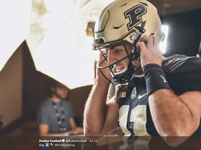 PURDUE — Does Purdue have a new matte helmet this season? The school posted this photo to social media and it appears to be a new matte gold paint job, although it is possible it is just the lighting or a filter.