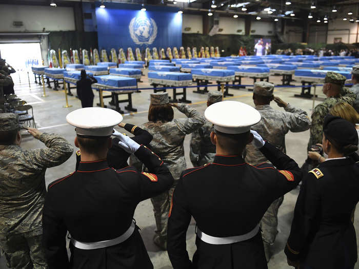 Over 400 caskets of remains from North Korea were repatriated to the US from the 1990