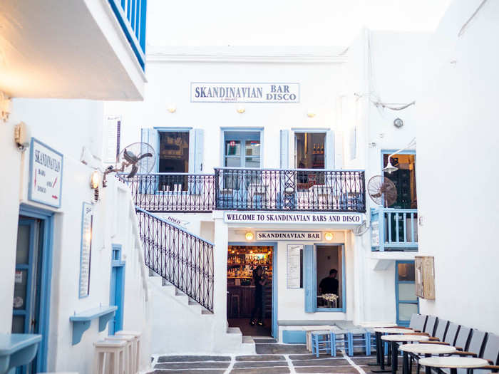 I took this photo of Skandinavian Bar and Disco before sunset as they were getting set up. By the time I came back around 1 a.m., this terrace area was filled with revelers and the dance-floor upstairs was popping.