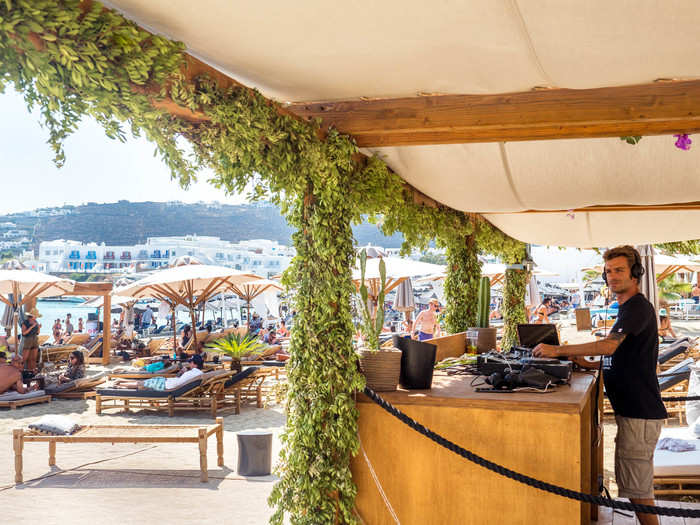 Platys Gialos, a short walk from the hotel, is known for being a slightly quieter, more family-friendly beach. But, it being Mykonos, there is always a DJ spinning some tunes by the water.