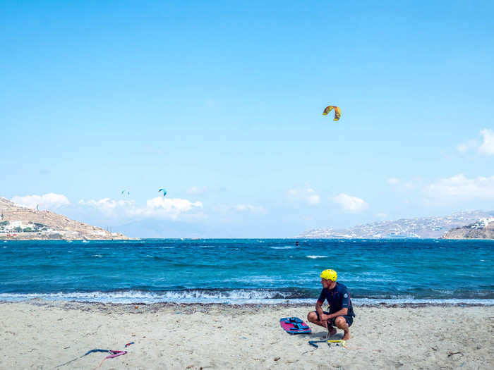 Known as the "island of the Winds," Mykonos is famous for kite-surfing.