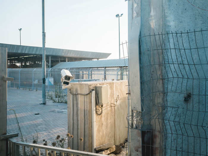 Security cameras are everywhere. After about 25 minutes of crawling we started to pass through the crossing. Not bad. Many report hours-long queues in the morning, because around 58,000 Palestinians leave the West Bank to work higher-paying jobs in Israel. One worker told the Times of Israel he leaves at 4 a.m. to get to work on time.