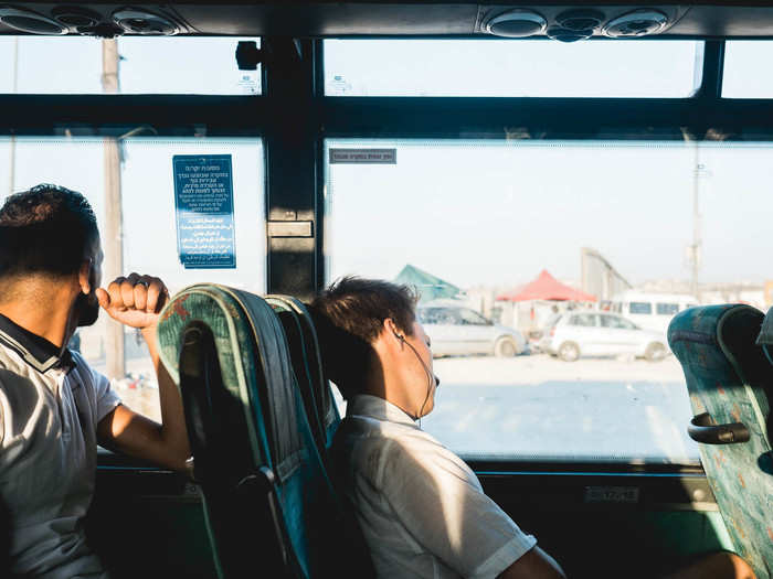 The drive from the bus station to the checkpoint is only about four miles, but it took an hour to even get close. As most people traveling on the road are trying to pass through the checkpoint, it moves at a crawl.