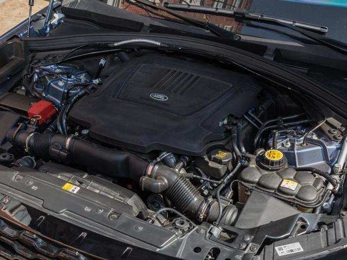 Under the hood, our Range Rover Velar is powered by the optional 380 horsepower 3.0 liter, supercharged V6 sending power to a permanent all-wheel-drive system through an eight-speed automatic transmission.