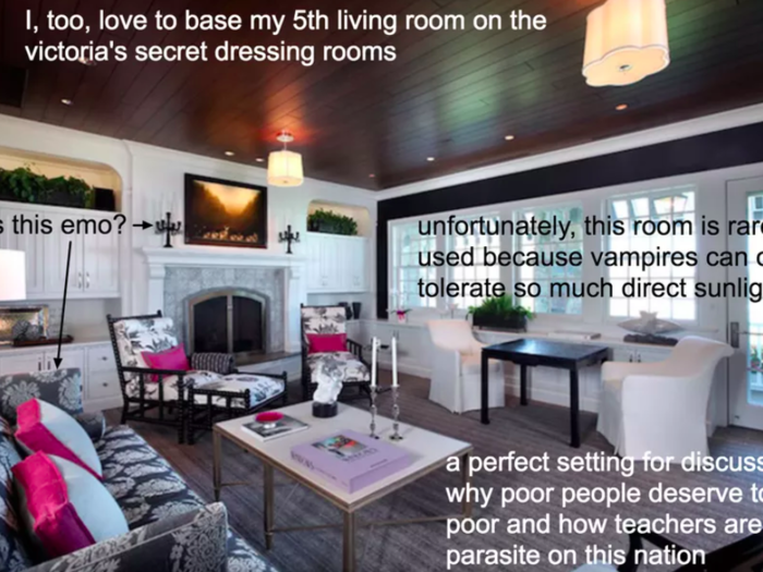 She compares one living room to a Victoria