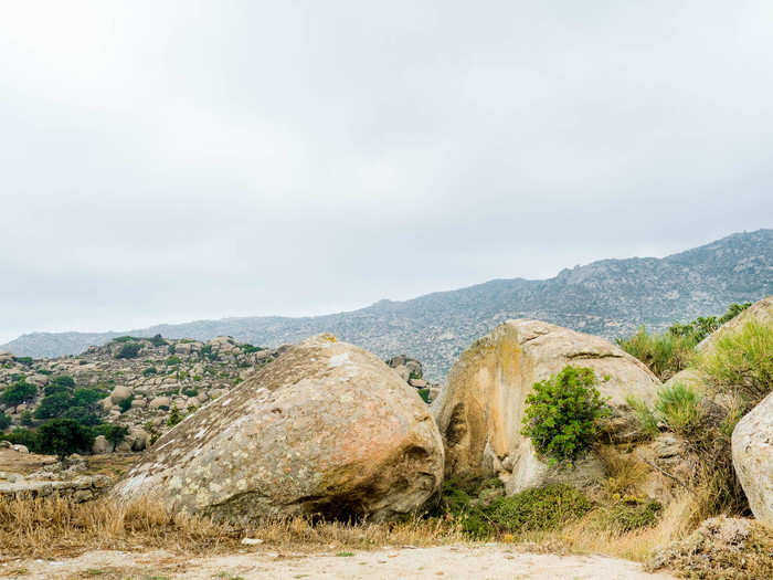 Next, I headed to Volax, a village of 51 people (51!) built amongst a unique geological formation of giant round rocks. The nearly perfectly round boulders cover the landscape around the town. It feels like another planet.