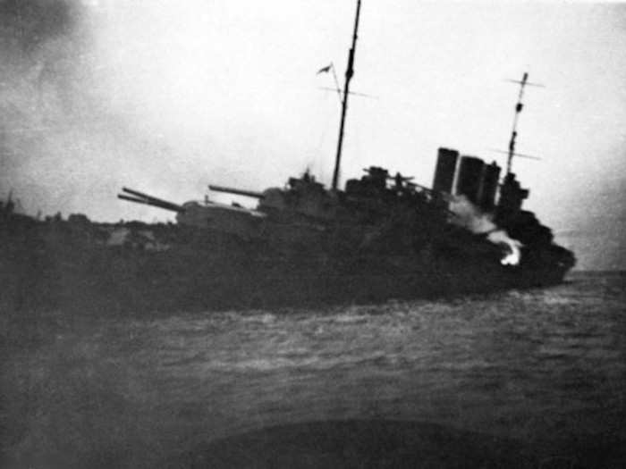 But the Canberra was sunk, or scuttled, by the USS Ellet and USS Selfridge because the Australian cruiser so damaged.