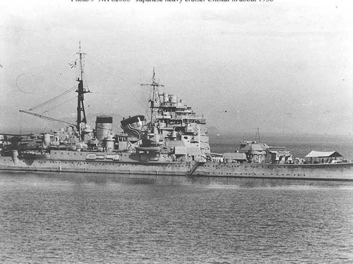 The Japanese cruiser Chokai fired four torpedoes at the USS Chicago and Australian HMAS Canberra, but they all missed.