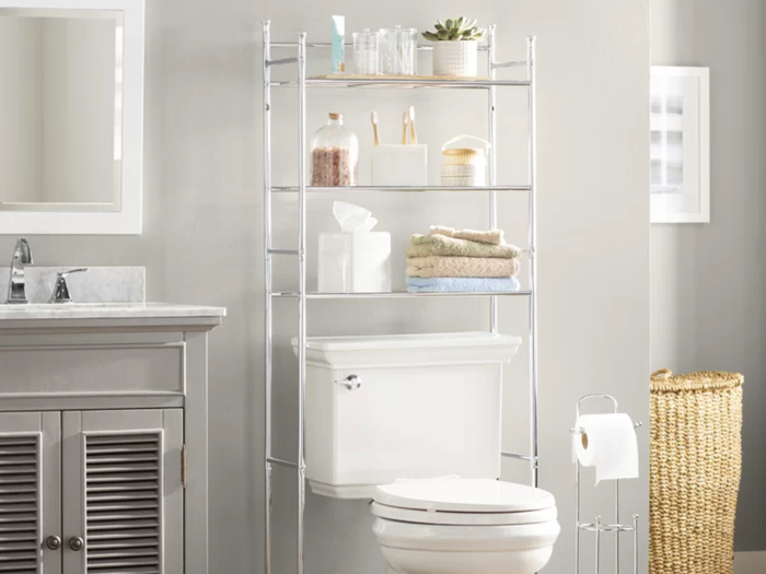 A bathroom shelf that adds major storage