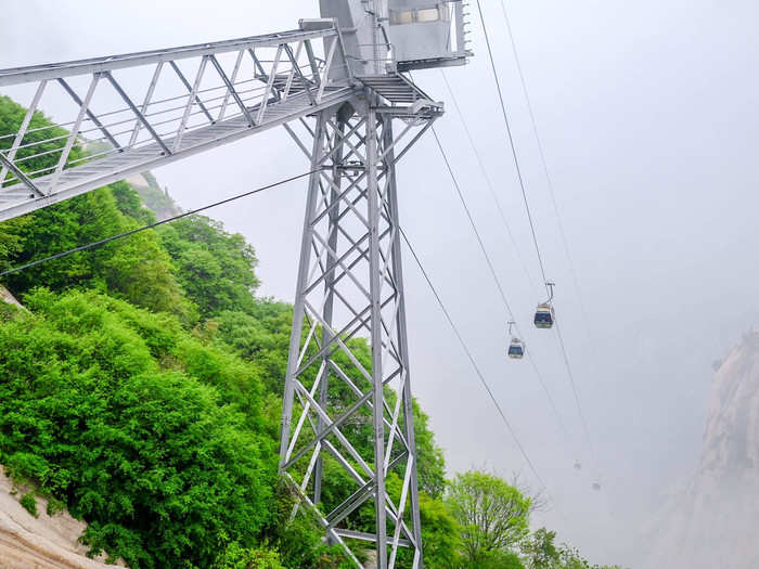 I ended up reaching the cable car at 6:45 p.m.. I was maybe the tenth-to-last person  to get on line. While waiting, I met two firefighters from Georgia who had traveled to China only to do the "plank walk," after seeing the videos on Facebook. With a background in the military, the two got to North Peak at 3 p.m., sprinted the hike to the "plank walk," and made it to the cable car at the same time as me. It was good thing I didn