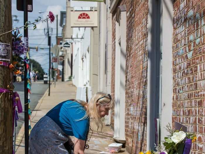 Sandy Miller, another Charlottesville local who witnessed the car attack, stood in the same place she watched the deadly scene unfold and described her experience that day. While walking down a nearby street she watched crowds of counter protestors walking peacefully through Charlottesville’s downtown area.