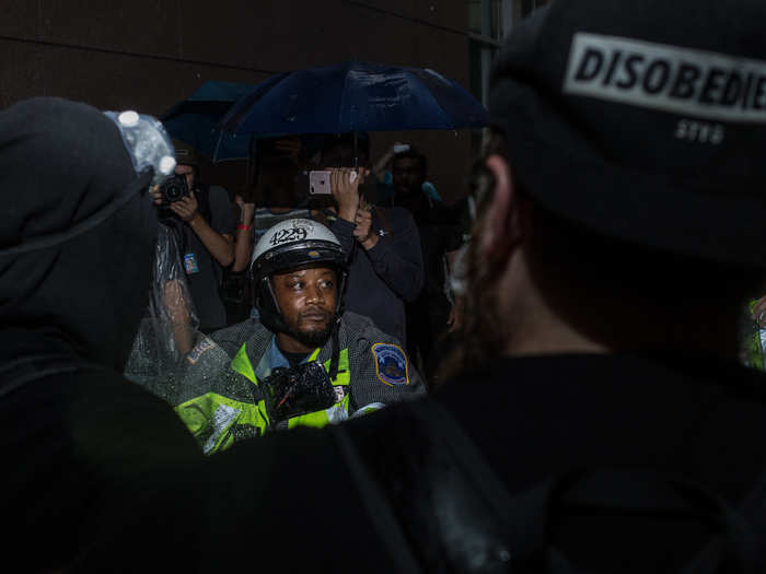 Police barricades continued to ensure the white supremacists and counter-protesters were separated.