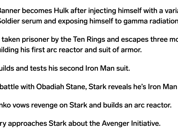 2001 – 2009: Tony Stark becomes Iron Man and Bruce Banner becomes the Hulk throughout the mid-to-late 2000s, which prompts the reveal of other heroes.