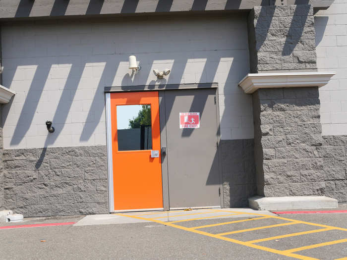 A door painted (you guessed it) orange was feet away from the line of reserved pickup parking spots. I figured that