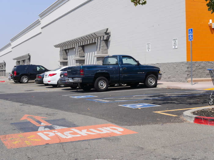 Markings on the street directed me to my reserved parking spot.