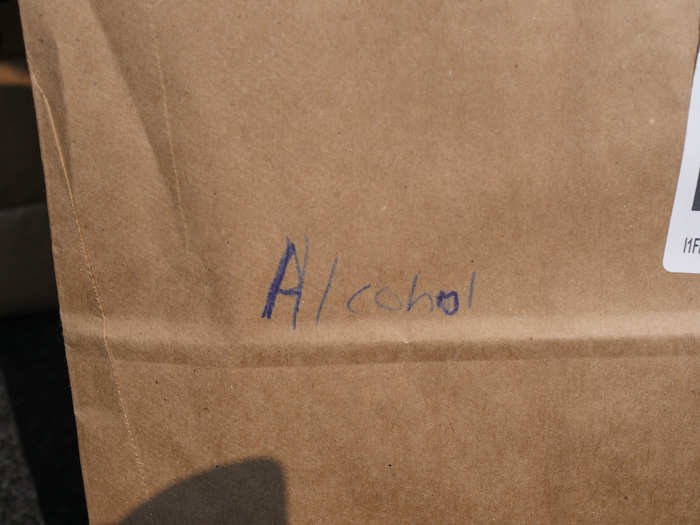 And my bottle of rosé got its own bag and was marked "Alcohol." At checkout on the app, a tab told me that an ID would be required, since a bottle of alcohol was in my order.