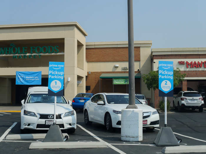 One perk of using the service is that you get a reserved parking spot where you can wait for your order to be delivered. The spots weren