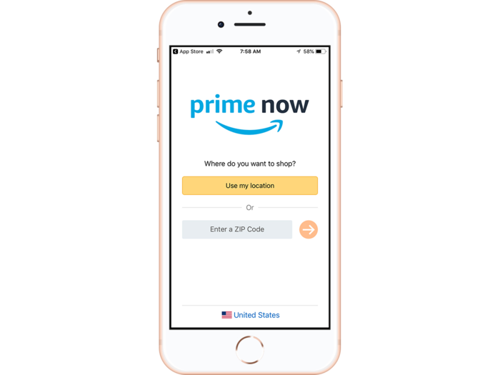 After I downloaded Prime Now and entered my Prime log-in information, I chose my pickup location, which in this case is one of two zip codes since only two Whole Foods are providing the service currently.