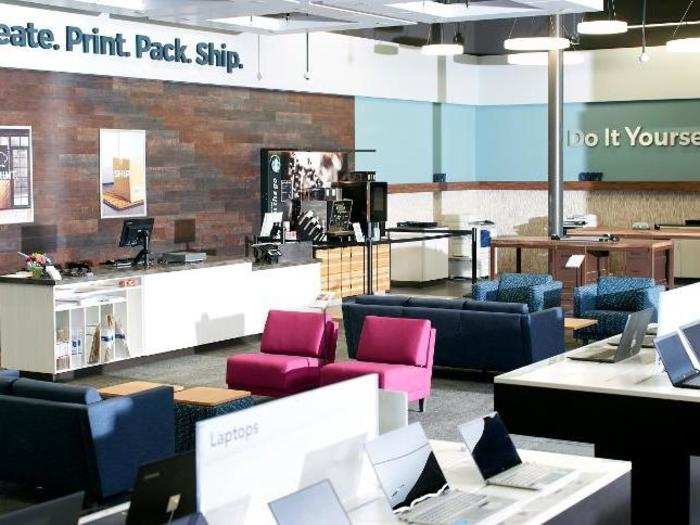 The Workonomy Hub also has a Starbucks kiosk inside, as well as an online-order pickup station, printing station, shipping station, and lounge area.