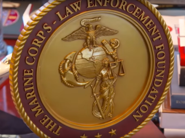 During the 2016 campaign, Trump displayed an award from the Marine Corps-Law Enforcement Foundation in his Trump Tower workspace.