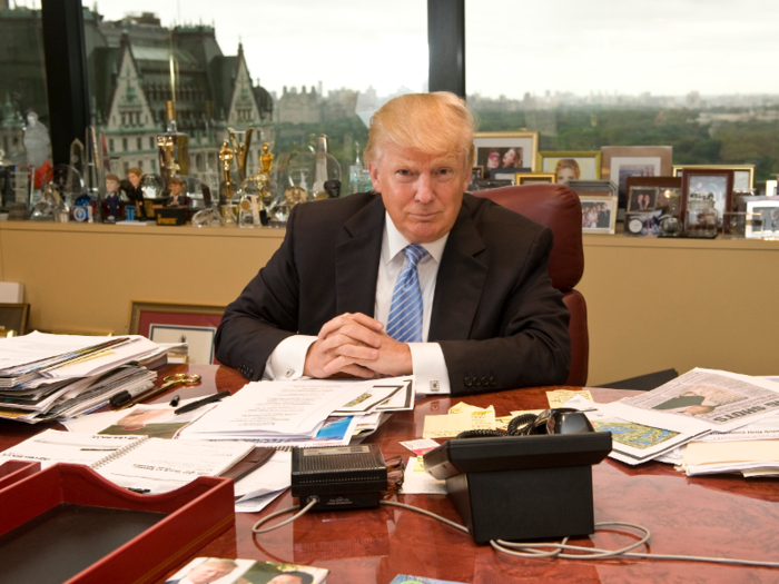 The Trump Tower desk had the look of a messily organized workspace.