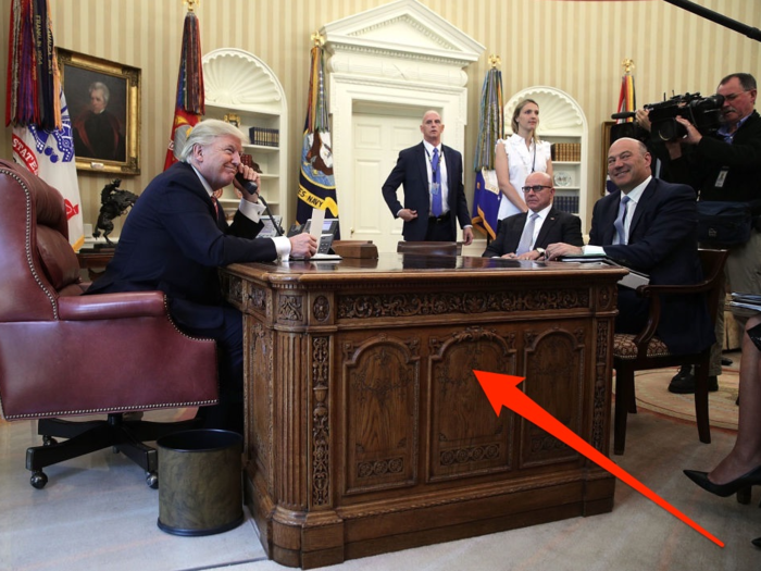 In the Oval Office, Trump has opted to use the famed Resolute desk. Queen Victoria gifted the piece of furniture — which was carved from timbers of the H.M.S. Resolute — to Rutherford B. Hayes.