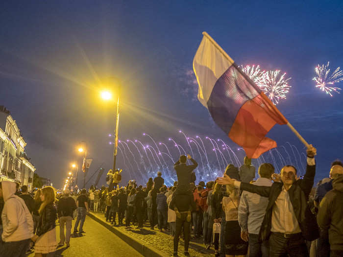 The White Nights peak with the Scarlet Sails festival. It