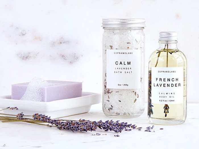 A trio of calming lavender products