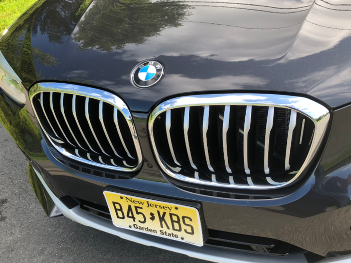 A closer look at those bold chrome blades, framing the legendary BMW badge.