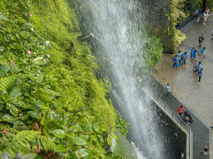 You can take an elevator to the top of the mountain and get a view of the waterfall looking down.