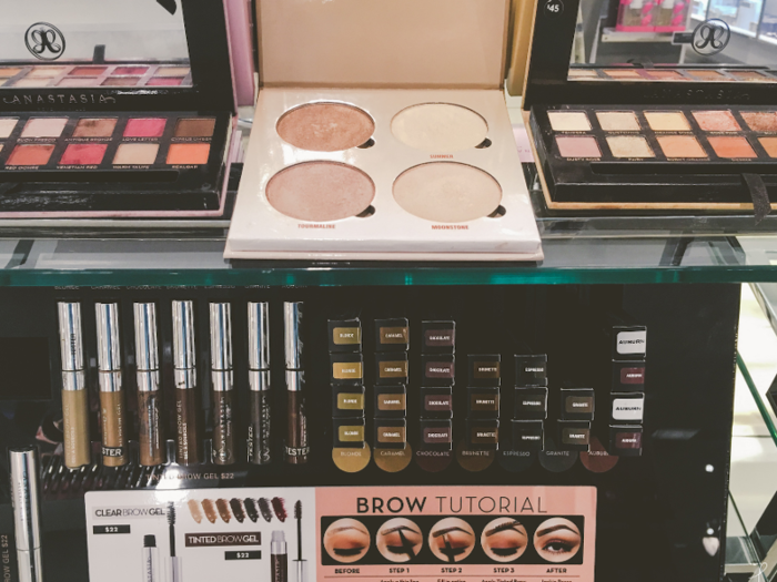 The cosmetics department carried prestige brands like Anastasia Beverly Hills and Marc Jacobs.