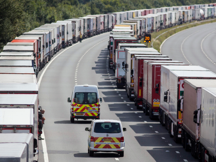 There would be huge queues as British trucks are barred from entering Europe