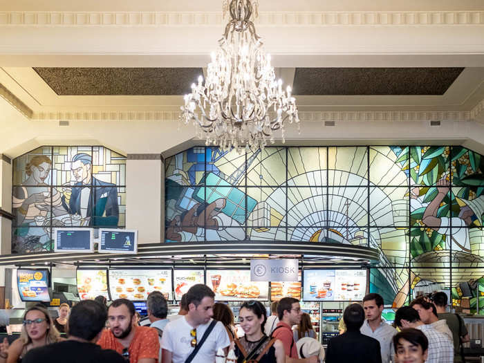 The stained glass window is the centerpiece of the McDonald