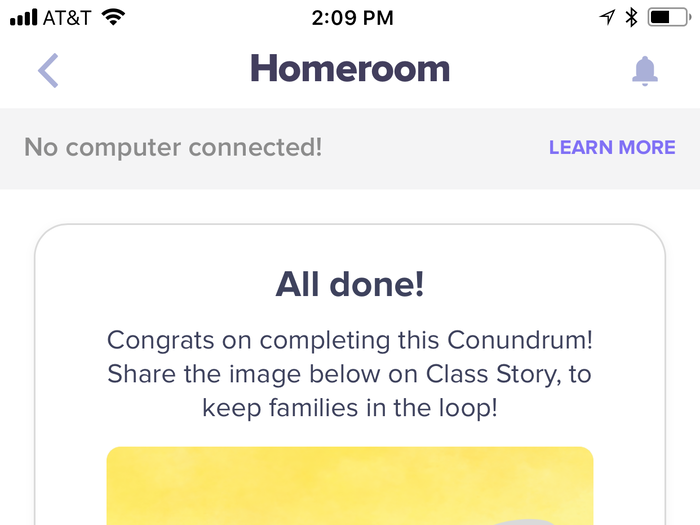 The conundrum concludes with an option to share the results with students