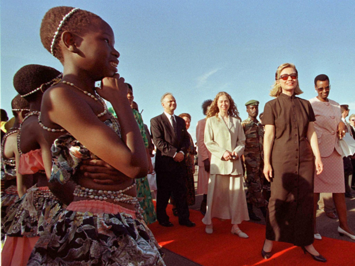 First lady Hillary Clinton and her daughter Chelsea embarked on a two-week trip to sub-Saharan Africa in March 1997.