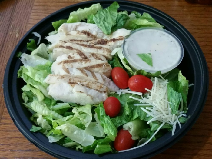 The chicken Caesar salad is a good option for salad-lovers