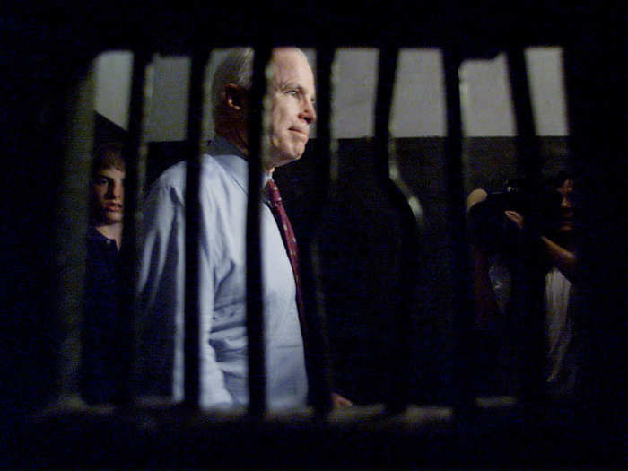 During a visit to the infamous prison, McCain said he could not forgive the jailers who mistreated and killed fellow POWs.