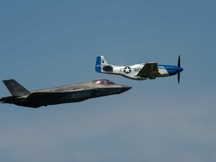 As an added bonus, the show featured an F-35 flying in formation alongside a P-51 Mustang. The performance showcased past and present American airpower.