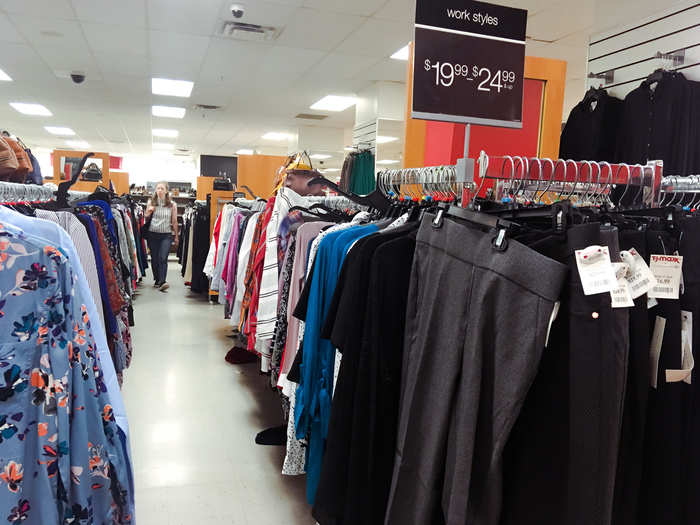 There were long aisles of business casual clothes for under $25. There was definitely a lot to choose from, but everything felt very cluttered.