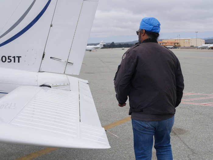 He was thorough in examining the Piper, checking to make sure everything was ready and in place for take-off.