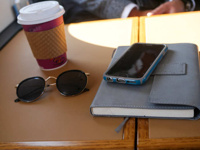 ...and tucked-away tables neatly folded out. If I