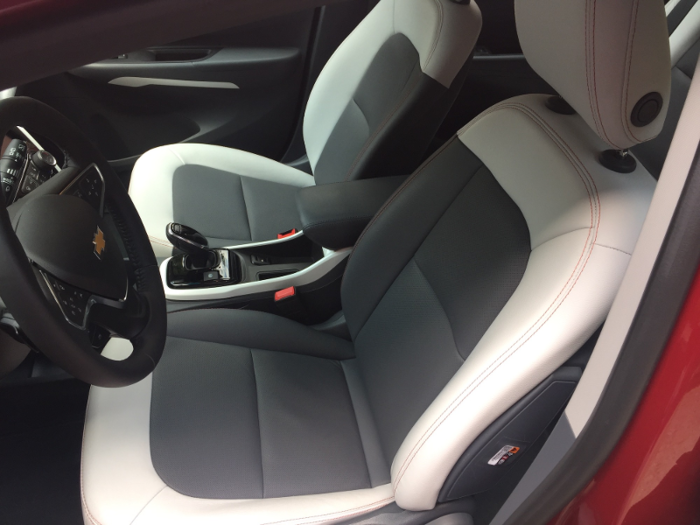 I liked the contrasting colors on the seats and dashboard, but the materials felt and looked a little cheap, even though my Bolt had leather on some parts of the seats and steering wheel.