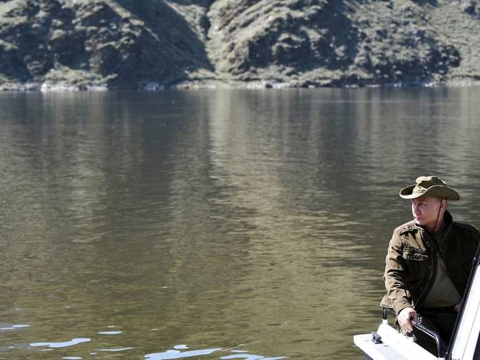 In previous years, Putin was pictured riding a horse without a shirt on. There was no horse this year, but he did seem to enjoy time on the water.